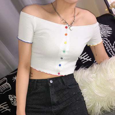 Off-Shoulder Navel Top, Free Products, Fashion Sinners